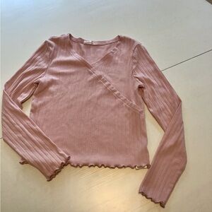 Gap Kids girls long sleeve faux wrap top